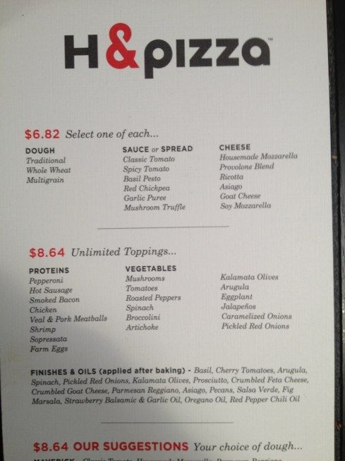 H&pizza Menu Part I