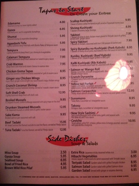 Appetizers at Hikari Sushi and Sake Bar