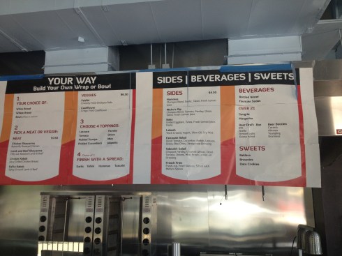 Menu Boards at Micho's Lebanese Grill