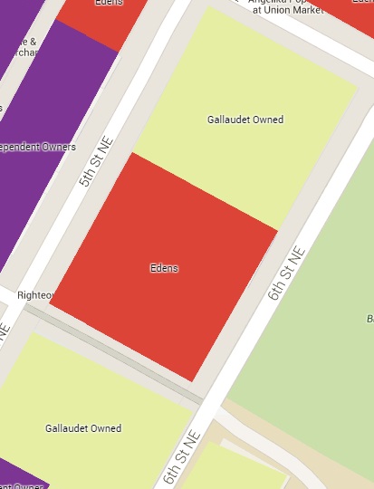 Major Land Owned by Edens and Gallaudet University