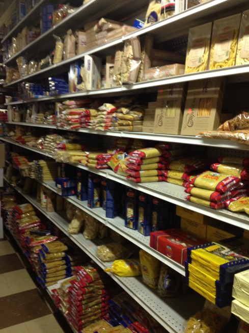 Shelves of Dried Pasta at A. Litteri