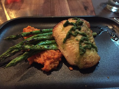 Pan Roasted Catfish with Grilled Asparagus at DC Harvest