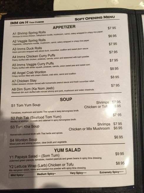 Appetizer Section at IMM Thai on H Street