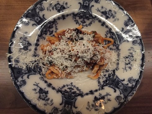 Linguine with Spicy Xo Sauce and Salami at Masseria