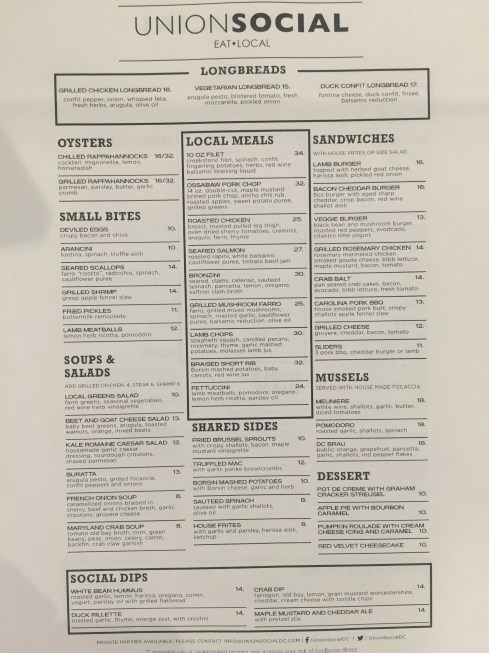 Full Dinner Menu at Union Social