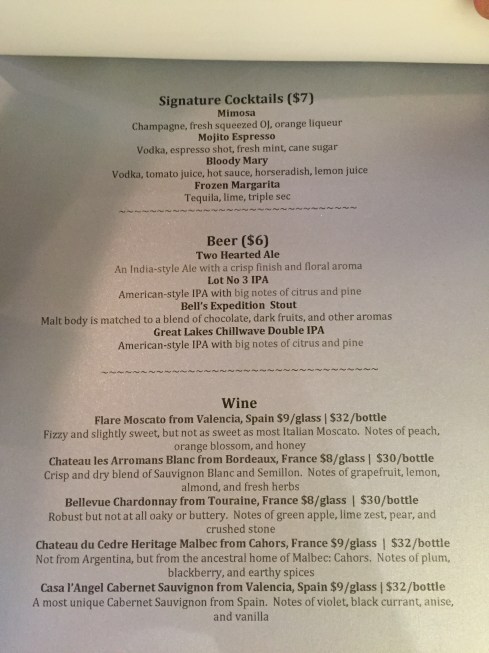 Drink Menu at Uni Bistro