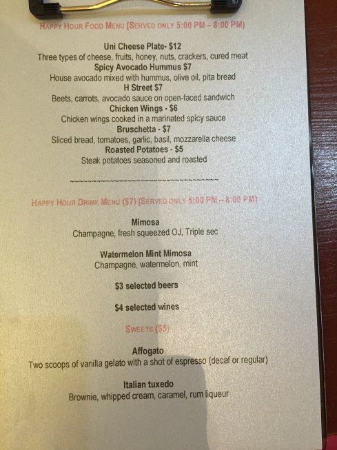 Happy Hour Menu at Uni Bistro